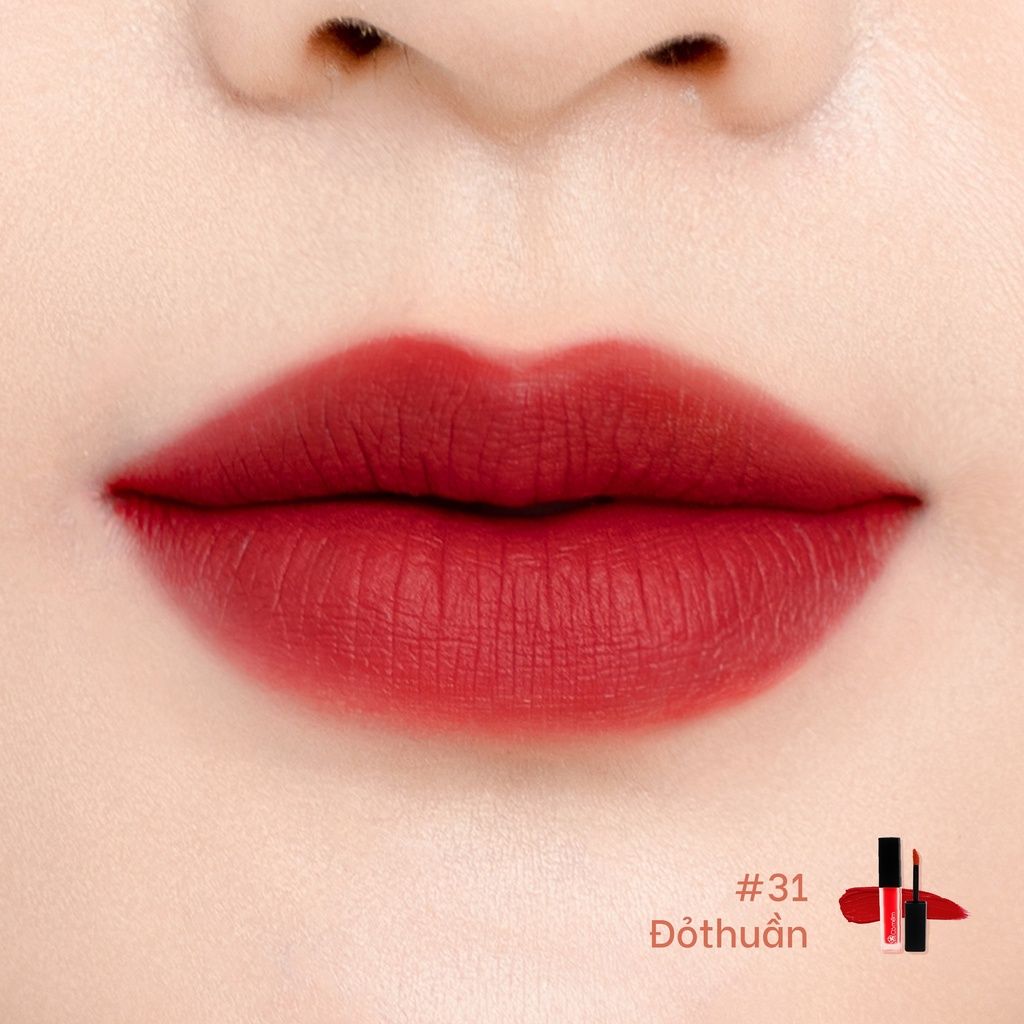 Son Kem Nhung Lì Mượt Không Silicone Cỏ Mềm An Toàn Từ Thiên Nhiên (3ml) #31 - Đỏ thuần