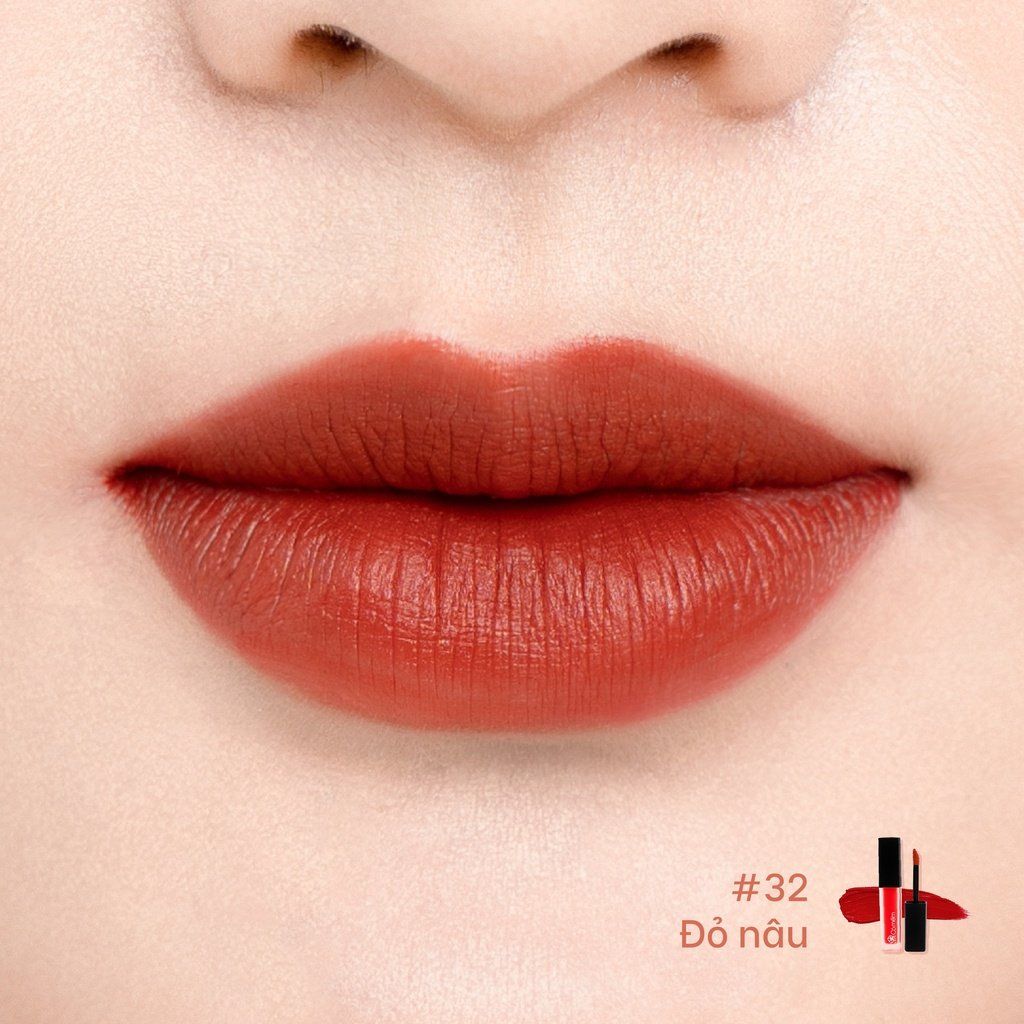 Son Kem Nhung Lì Mượt Không Silicone Cỏ Mềm An Toàn Từ Thiên Nhiên (3ml) #32 - Đỏ nâu [HSD 23/9/2025]