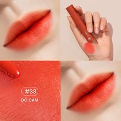 Son Kem Nhung Cỏ Mềm Lì Mượt Không Silicone An Toàn Từ Thiên Nhiên (3ml) #33 - Đỏ cam [HSD 23/8/2025]