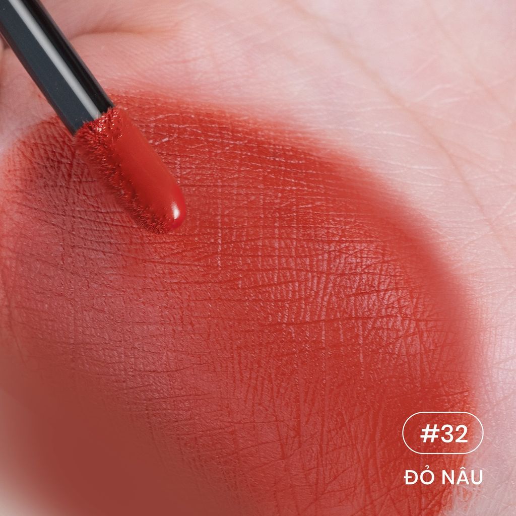 Son Kem Nhung Lì Mượt Không Silicone Cỏ Mềm An Toàn Từ Thiên Nhiên (3ml) #32 - Đỏ nâu [HSD 23/9/2025]