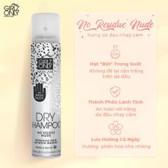 Dầu Gội Khô Girlz Only Dry Shampoo giúp tóc bồng bềnh, sạch thơm dễ chịu