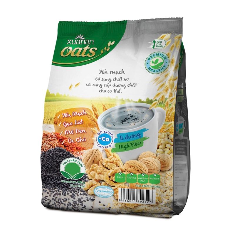 Ngũ cốc yến mạch Óc chó & Mè đen túi 400g