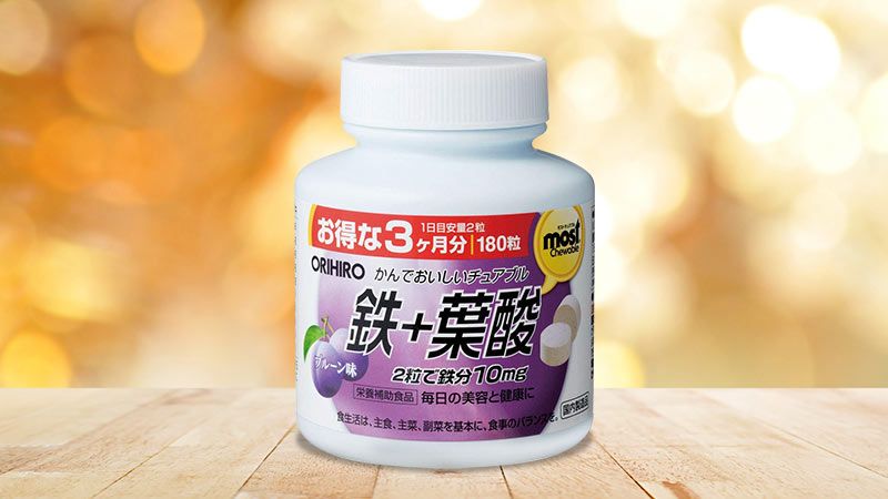 Viên nhai bổ sung sắt Acid Folic Most Chewable Iron Orihiro 180 viên