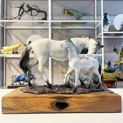 Tượng Đôi Ngựa Mẹ Con Bằng Đồng