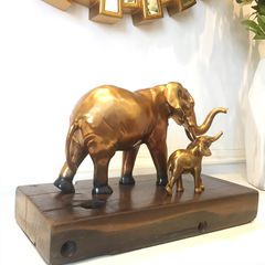 Tượng Đôi Voi Mẹ Con Bằng Đồng