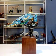 Tượng Đồng Chim Công Khổng Tước Phong Thuỷ - Xanh Lam Ngọc