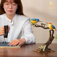 Tượng Đôi Chim Bói Cá Bằng Đồng - Cao Cấp