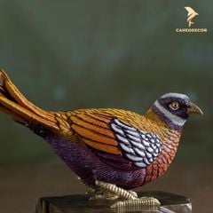 Chim Trĩ Đuôi Dài Bằng Đồng - Tượng Để Bàn Trang Trí