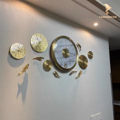 Đồng Hồ Treo Tường Sen Cá Bằng Đồng - Kim Trôi | Cá Heo Decor
