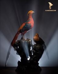 Tượng Đồng Đôi Chim Trĩ Vàng - Cao Cấp