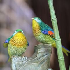 Tượng Tiểu Cảnh Đôi Chim Cành Trúc Bằng Đồng