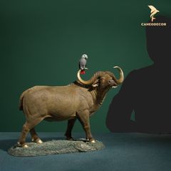 Trâu Đồng Chim Vẹt - Tượng Đồng Trang Trí Để Bàn