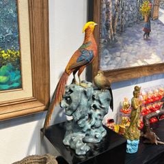 Tượng Đồng Đôi Chim Trĩ Vàng - Cao Cấp