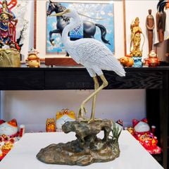 Tượng Cò Trắng Bằng Đồng Thủ Công - Đồ Trang Trí Cao Cấp