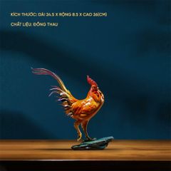 Tượng Gà Trống May Mắn Bằng Đồng - Cao Cấp