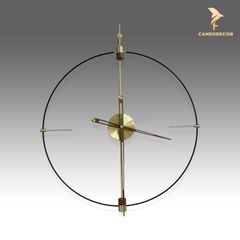 Đồng Hồ Treo Tường Tối Giản Hiện Đại SIMPLE - Mặt Gỗ Óc Chó & Mạ Đồng