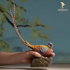 Chim Trĩ Đuôi Dài Bằng Đồng - Tượng Để Bàn Trang Trí