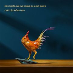 Tượng Gà Trống May Mắn Bằng Đồng - Cao Cấp