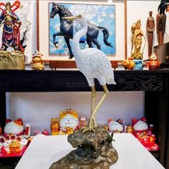 Tượng Cò Trắng Bằng Đồng Thủ Công - Đồ Trang Trí Cao Cấp