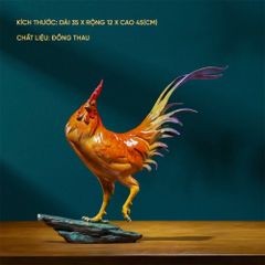 Tượng Gà Trống May Mắn Bằng Đồng - Cao Cấp