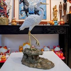 Tượng Cò Trắng Bằng Đồng Thủ Công - Đồ Trang Trí Cao Cấp
