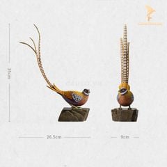 Chim Trĩ Đuôi Dài Bằng Đồng - Tượng Để Bàn Trang Trí