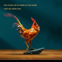 Tượng Gà Trống May Mắn Bằng Đồng - Cao Cấp