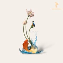 Tượng Đồng Trang Trí Để Bàn Tiểu Cảnh Cá Chép Hoa Sen