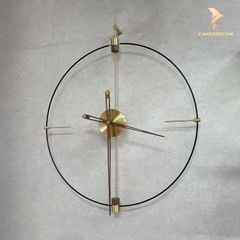 Đồng Hồ Treo Tường Tối Giản Hiện Đại SIMPLE - Mặt Gỗ Óc Chó & Mạ Đồng