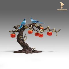 Đôi Chim Đậu Cành Hồng Bằng Đồng - Cao Cấp