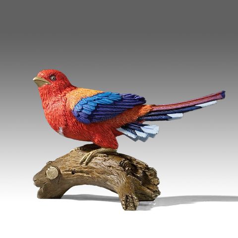 Chim Nuốc Đầu Đỏ Bằng Đồng - BST Tượng Chim 