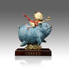 Tượng Đồng Chú Bé Cưỡi Heo Vui Vẻ - Tài Lộc Hạnh Phúc