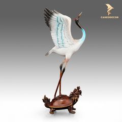 Tượng Hạc Đứng Lưng Rùa Bằng Đồng