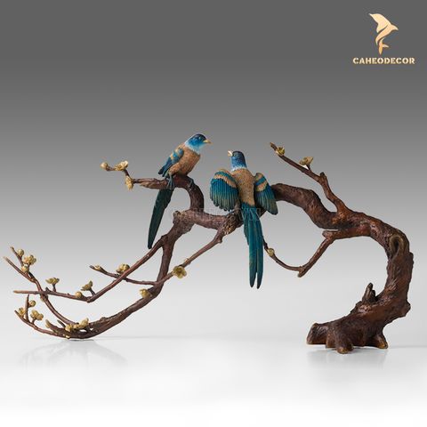 Tượng Đồng Đôi Chim Hỷ Tước - Hỉ Thước Đăng Mai - Cao Cấp