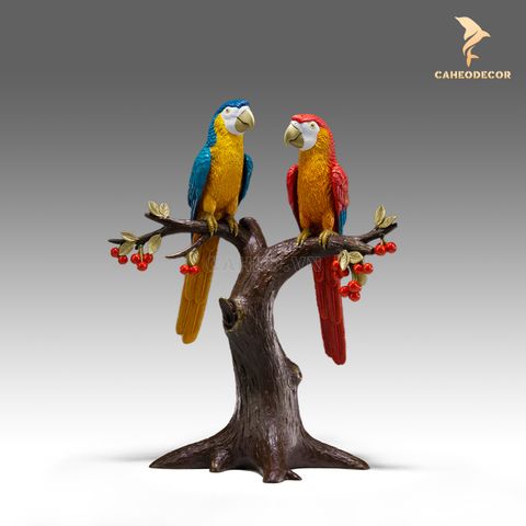 Tượng Đôi Vẹt Uyên Ương Bằng Đồng - Cao Cấp