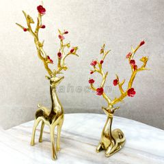 Tượng Đồng Phong Thuỷ Hươu Song Thọ Vàng