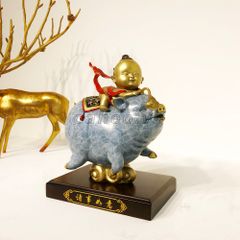 Tượng Đồng Chú Bé Cưỡi Heo Vui Vẻ - Tài Lộc Hạnh Phúc