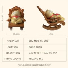 Tượng Mèo Thần Tài May Mắn, Phước Lành Bằng Đồng