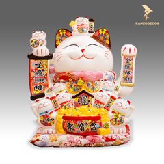 Mèo Thần Tài Vẫy Tay - Tiền Vàng Đầy Hũ (29cm;32cm)