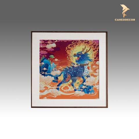 Tranh Đồng Kỳ Lân Xanh Dương Huyết - Quyền Uy