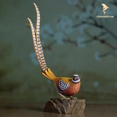 Chim Trĩ Đuôi Dài Bằng Đồng - Tượng Để Bàn Trang Trí