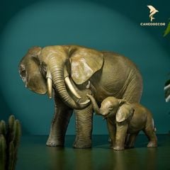 Tượng Đôi Voi Mẹ Con Bằng Đồng - Cao Cấp