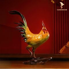 Tượng Đồng Gà Trống Vàng May Mắn - Cao Cấp