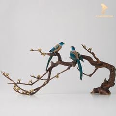 Tượng Đồng Đôi Chim Hỷ Tước - Hỉ Thước Đăng Mai - Cao Cấp