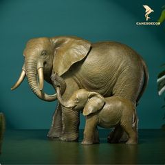 Tượng Đôi Voi Mẹ Con Bằng Đồng - Cao Cấp