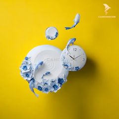 Đồng Hồ Trang Trí Treo Tường Con Cá Bằng Gốm