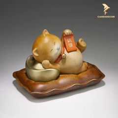 Tượng Đồng Mèo Thần Tài - Mèo Tài Lộc