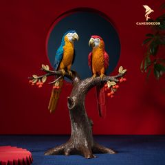 Tượng Đôi Vẹt Uyên Ương Bằng Đồng - Cao Cấp