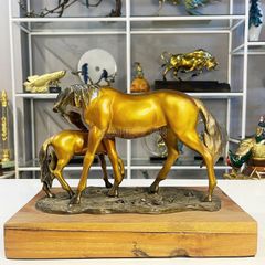Tượng Đôi Ngựa Mẹ Con Bằng Đồng