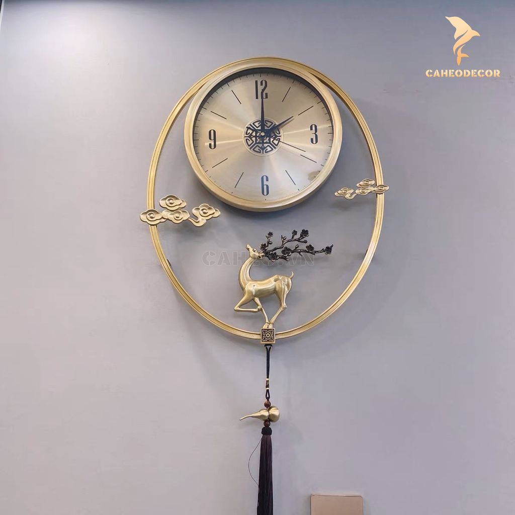 Đồng Hồ Trang Trí Treo Tường Hươu Vàng Trường Thọ – Cá Heo Decor
